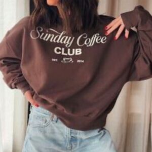 NWT Modern Lux Brown 'Sunday Coffee Club' Sweatshirt Hoodless. Size XXL.